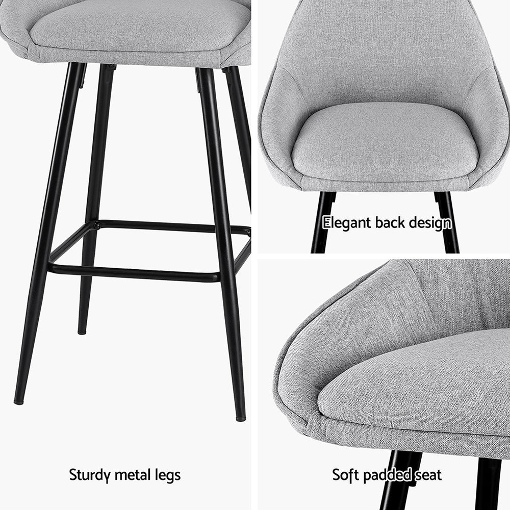 Artiss 4x Bar Stools Upholstered Stool Counter Seat Kitchen Dining Chairs-4