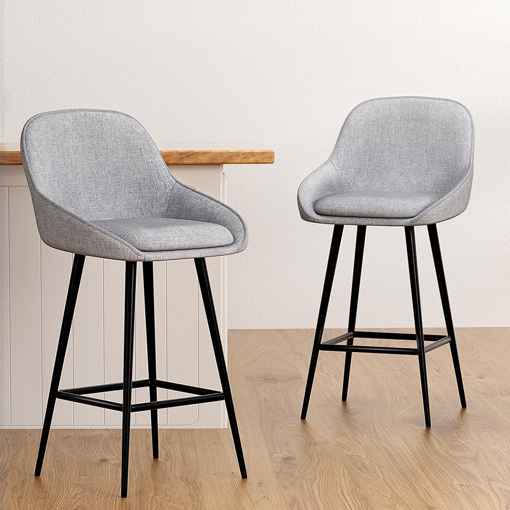 Artiss 4x Bar Stools Upholstered Stool Counter Seat Kitchen Dining Chairs-6