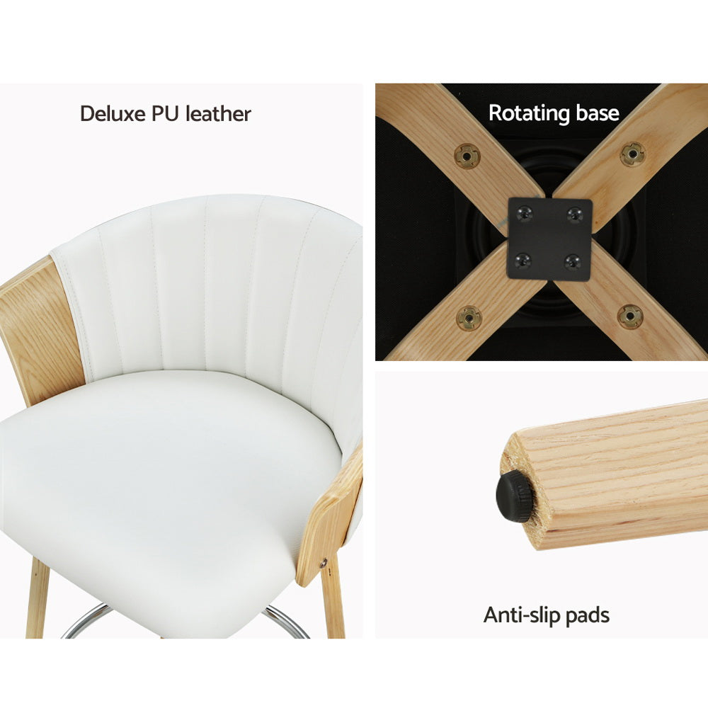 Artiss Bar Stools Kitchen Leather Barstools Swivel Counter Chairs x2-5