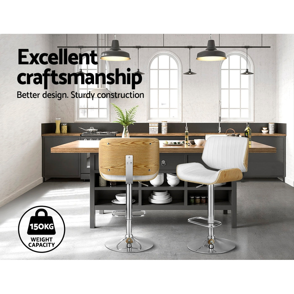 Artiss Bar Stools Swivel Leather Chairs Wooden-3