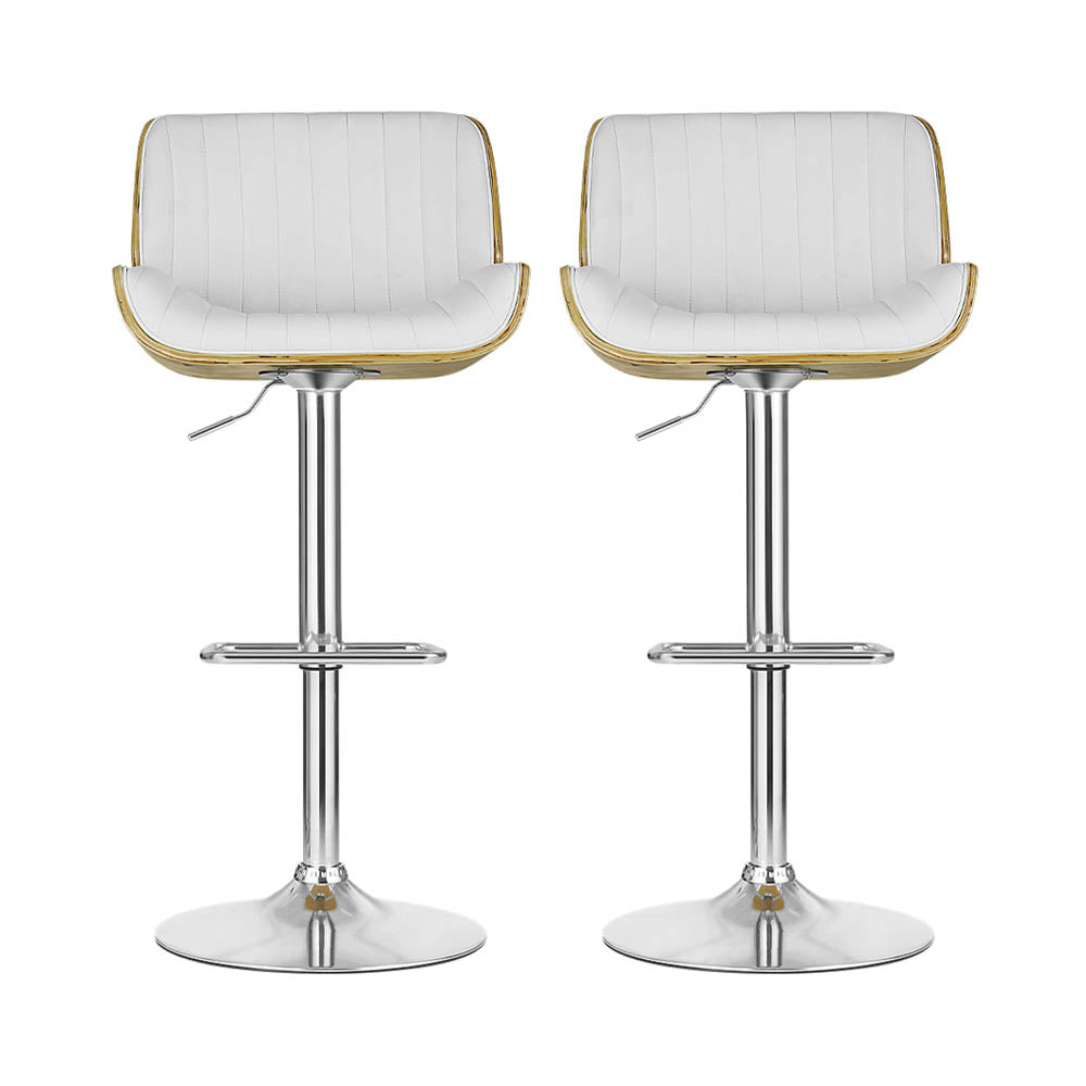 Artiss 2x Bar Stools Adjustable Leather Chairs-2