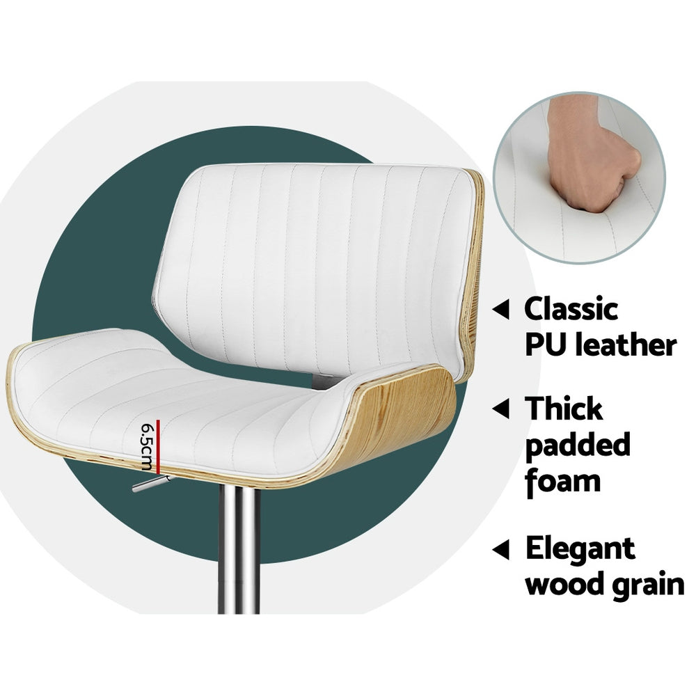 Artiss 2x Bar Stools Adjustable Leather Chairs-5