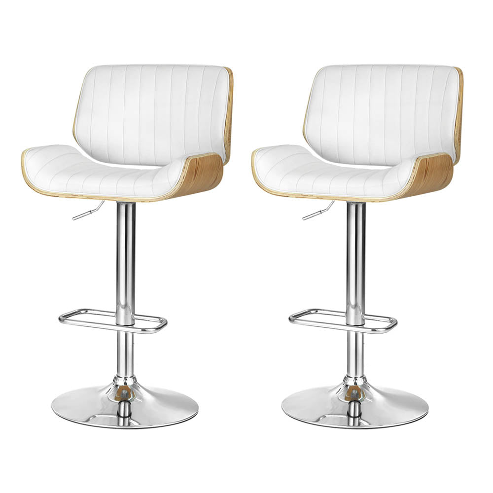 Artiss 2x Bar Stools Adjustable Leather Chairs-6