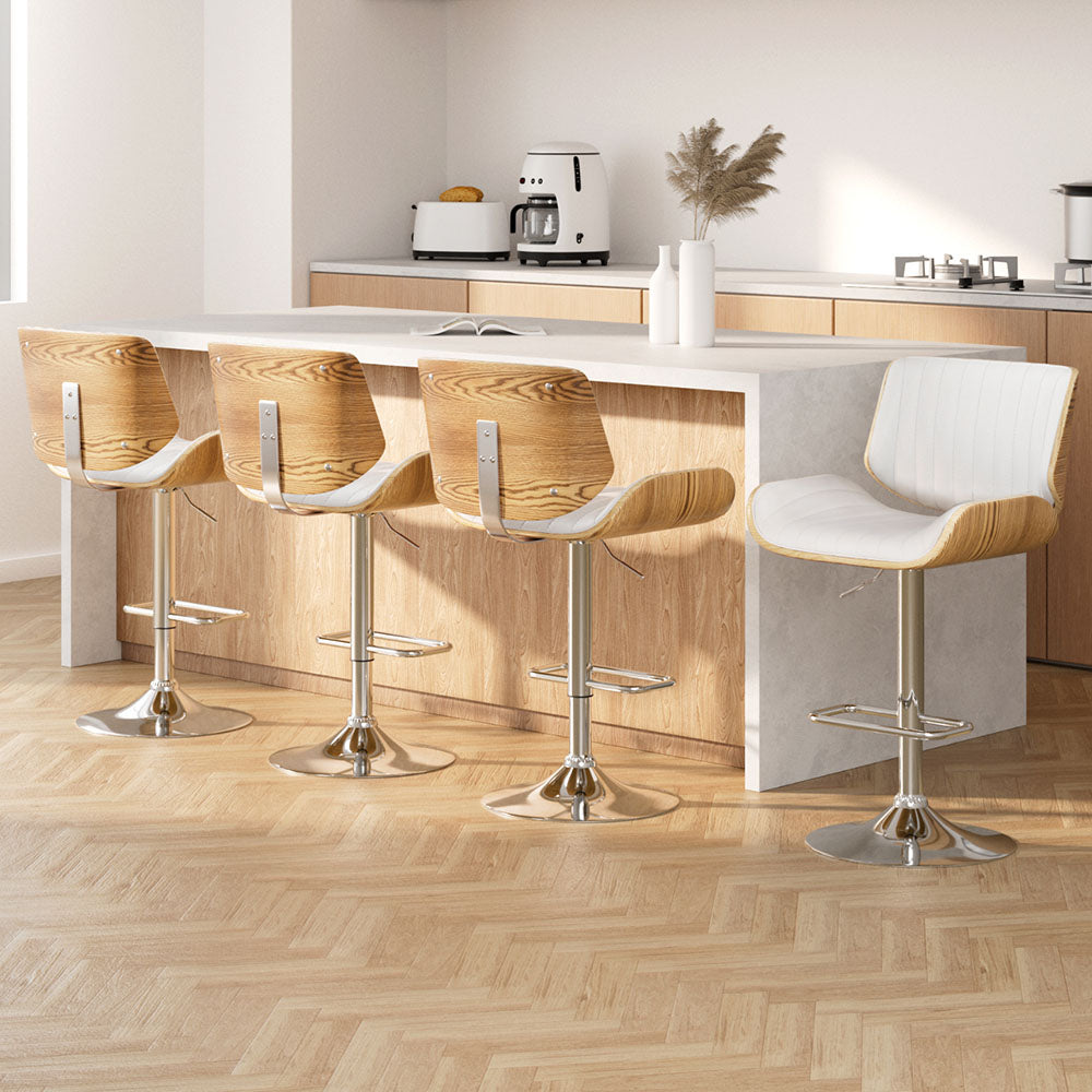 Artiss 4x Bar Stools Adjustable Leather Chairs-0