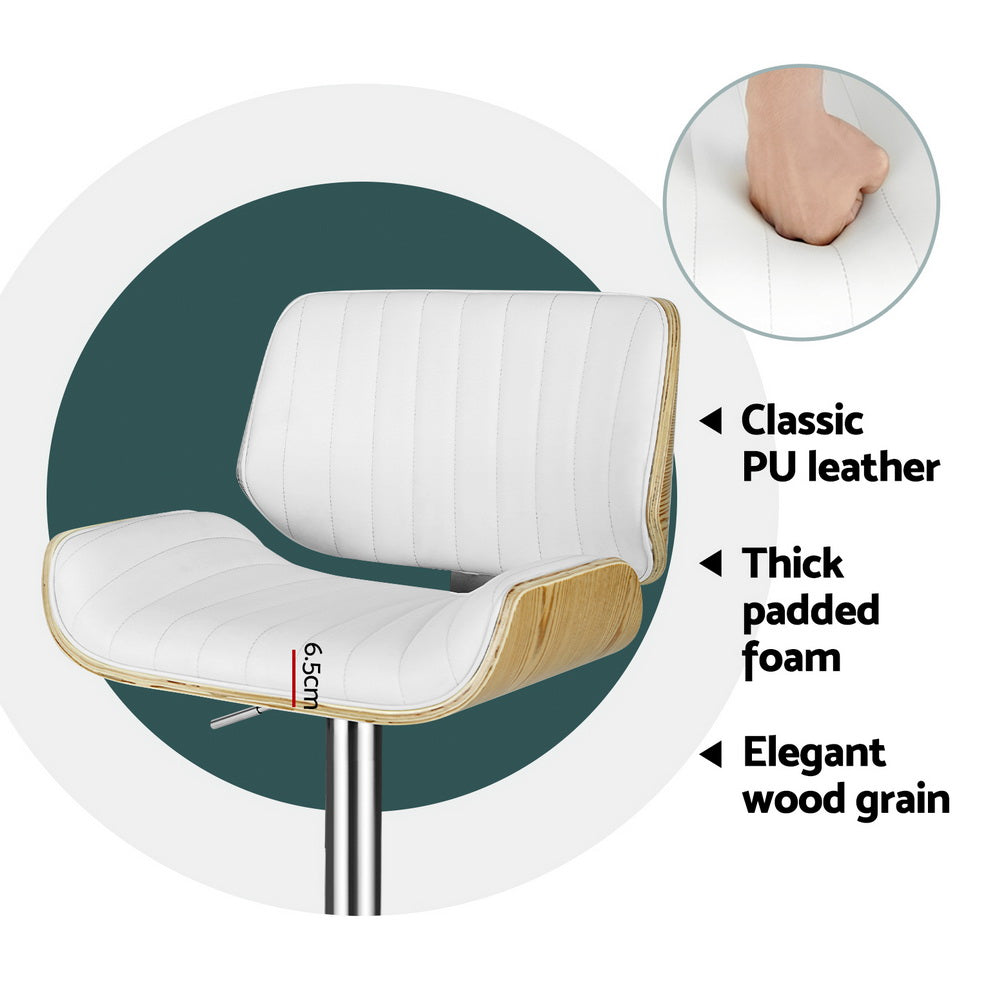 Artiss 4x Bar Stools Adjustable Leather Chairs-4