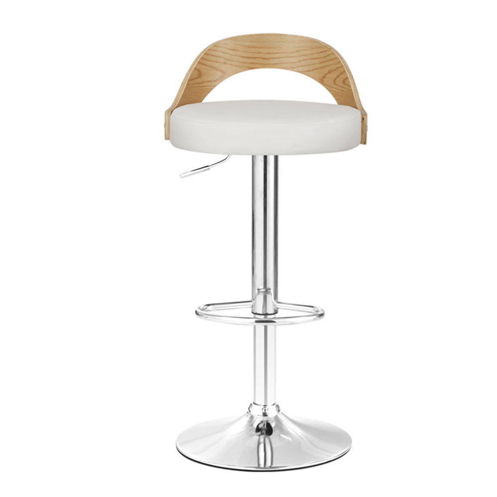 Artiss 2x Bar Stools Adjustable Leather Padded White-2