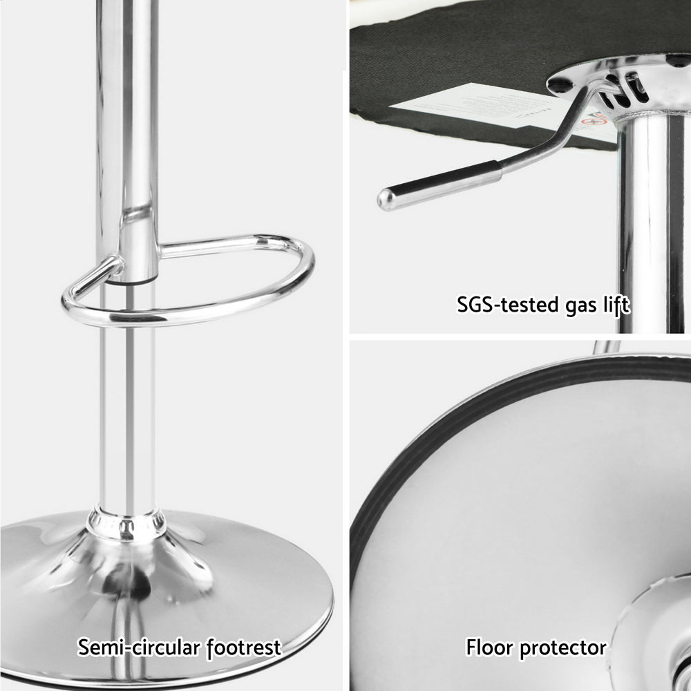 Artiss 4x Bar Stools Adjustable Leather Padded White-5