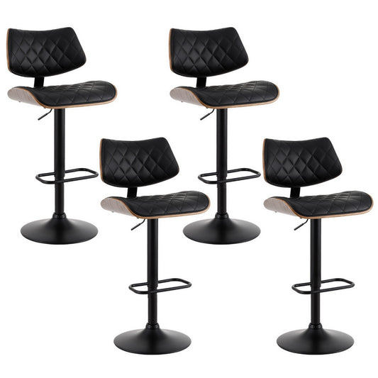 Artiss 4x Bar Stools Kitchen Dining Chairs Gas Lift Stool Wooden Leather Black-0