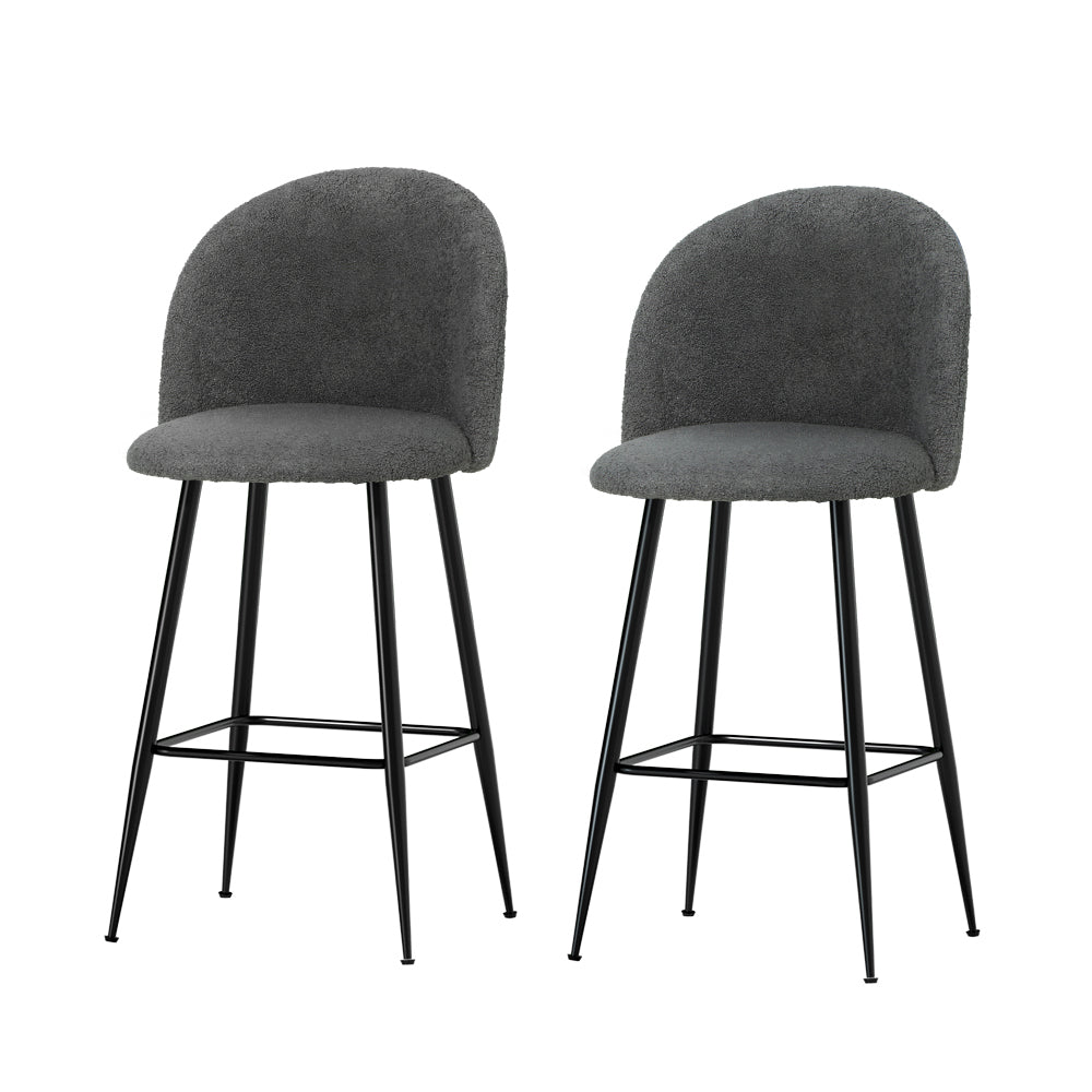 Artiss Bar Stools Kitchen Counter Barstools Sherpa Metal Chairs x2-0