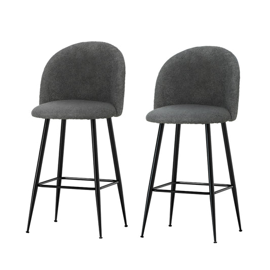 Artiss Bar Stools Kitchen Counter Barstools Sherpa Metal Chairs x2-0