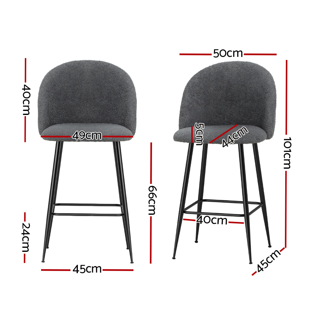 Artiss Bar Stools Kitchen Counter Barstools Sherpa Metal Chairs x2-1