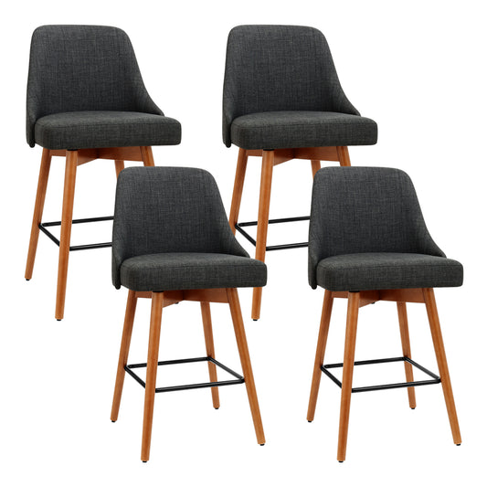 Artiss 4x Bar Stools Swivel Seat Wooden Charcoal-0