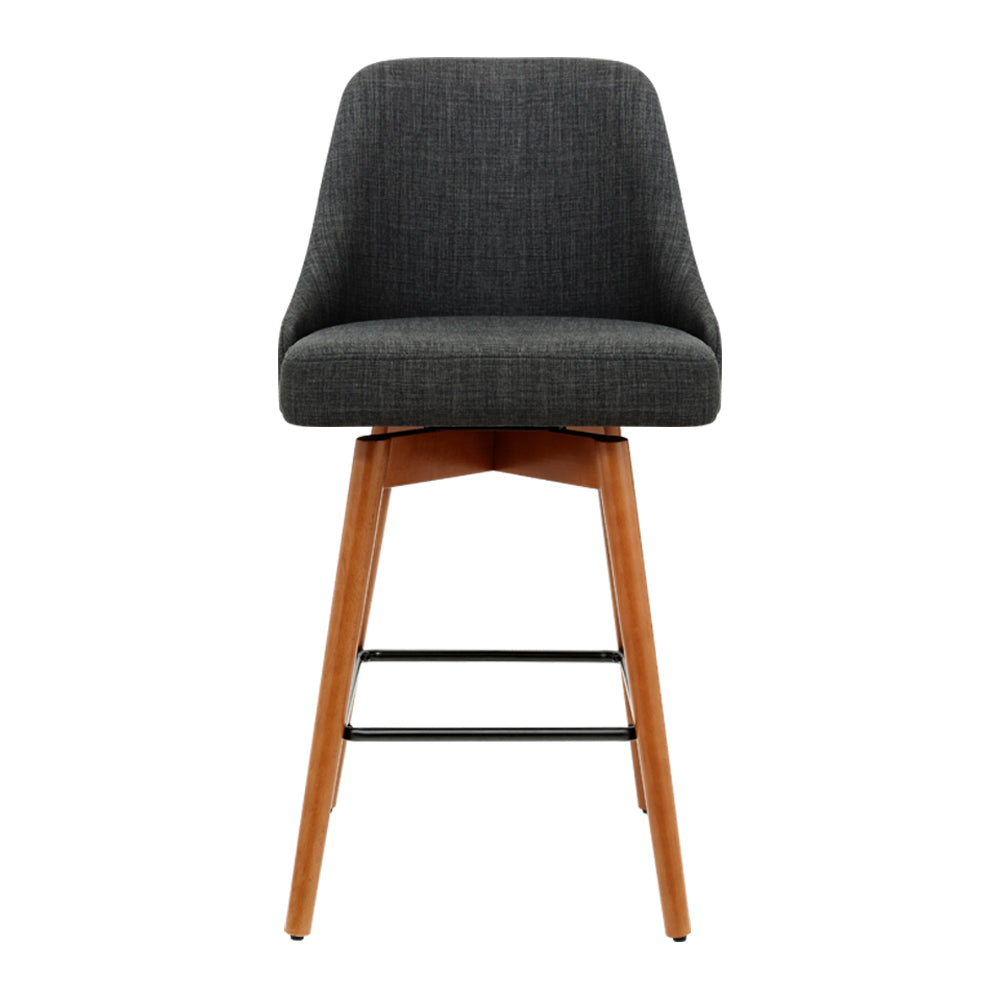 Artiss 4x Bar Stools Swivel Seat Wooden Charcoal-2