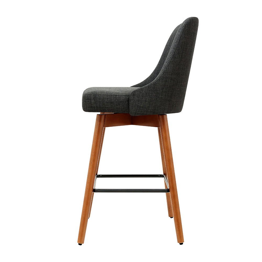 Artiss 4x Bar Stools Swivel Seat Wooden Charcoal-3