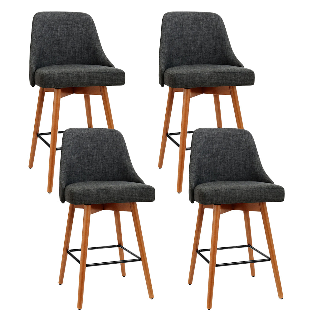 Artiss 4x Bar Stools Swivel Seat Wooden Charcoal-0