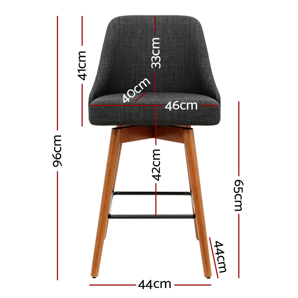 Artiss 4x Bar Stools Swivel Seat Wooden Charcoal-1
