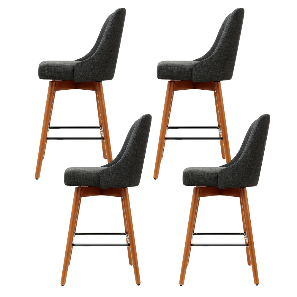 Artiss 4x Bar Stools Swivel Seat Wooden Charcoal-2