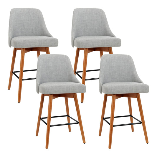 Artiss 4x Bar Stools Swivel Seat Wooden Grey-0