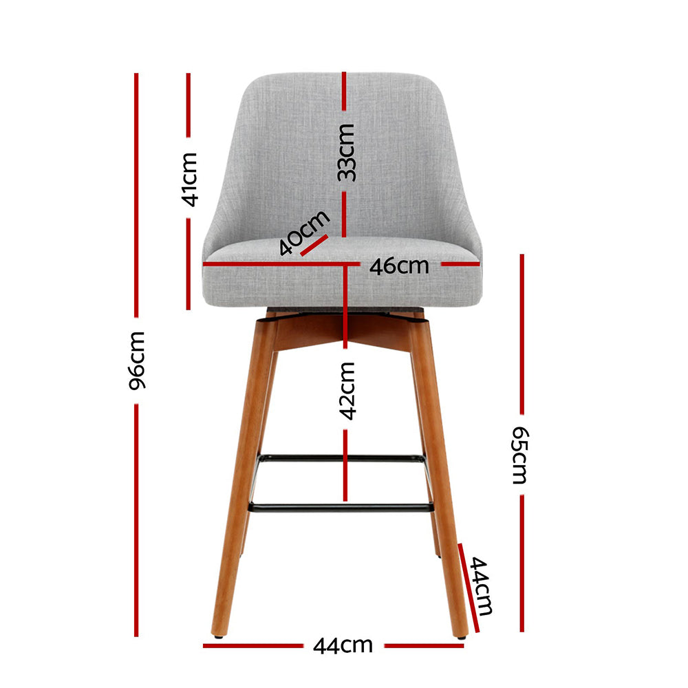 Artiss 4x Bar Stools Swivel Seat Wooden Grey-1