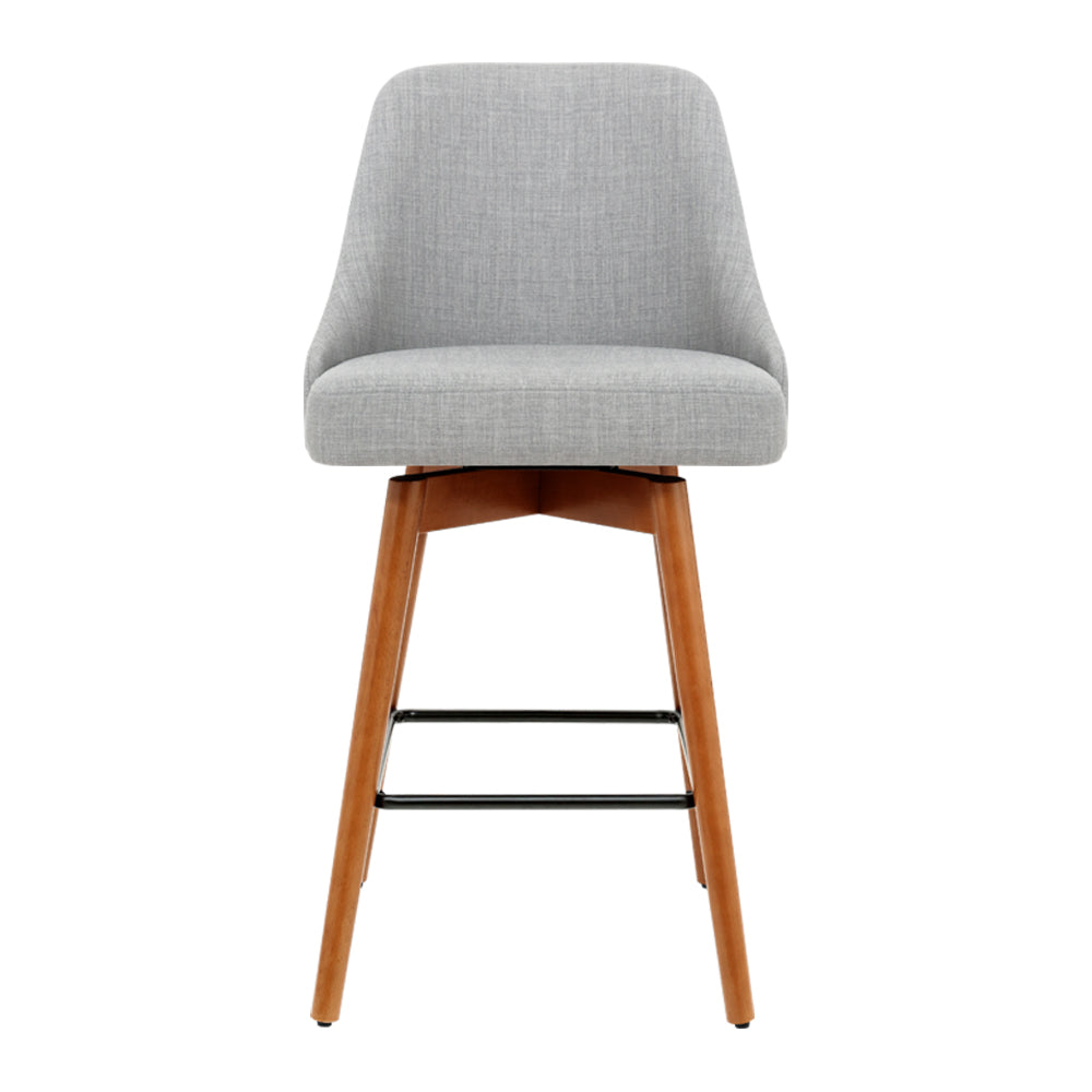 Artiss 4x Bar Stools Swivel Seat Wooden Grey-2