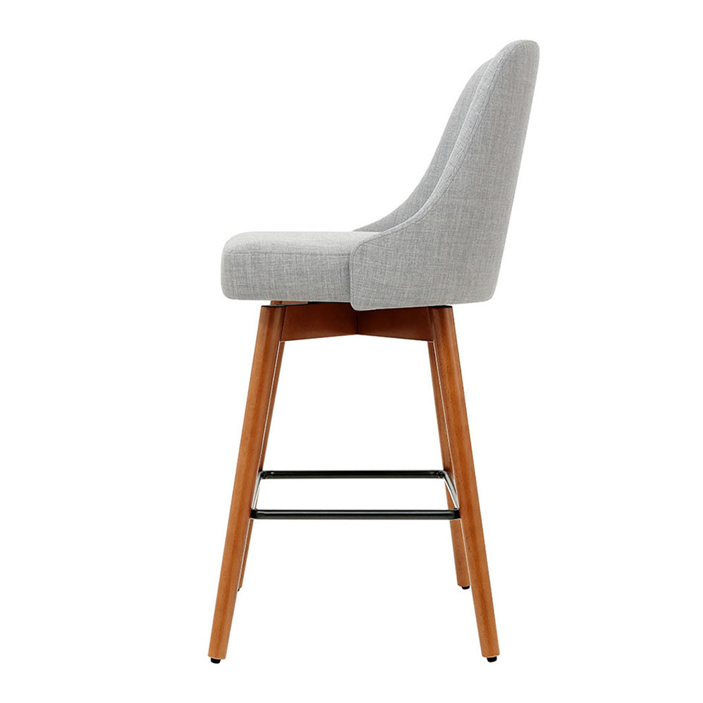 Artiss 4x Bar Stools Swivel Seat Wooden Grey-3