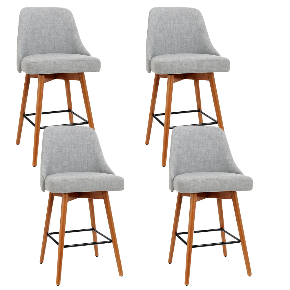 Artiss 4x Bar Stools Swivel Seat Wooden Grey-0