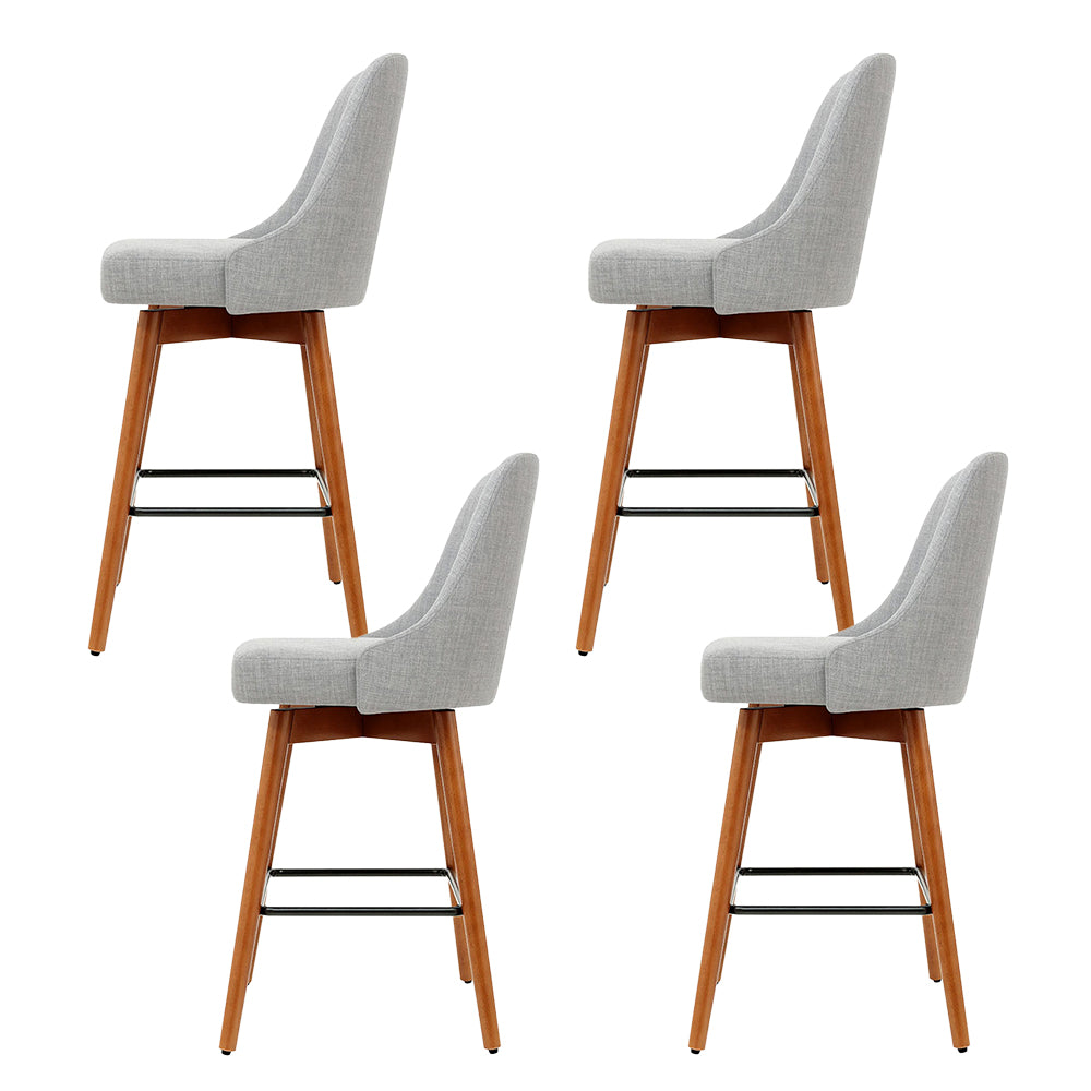 Artiss 4x Bar Stools Swivel Seat Wooden Grey-2