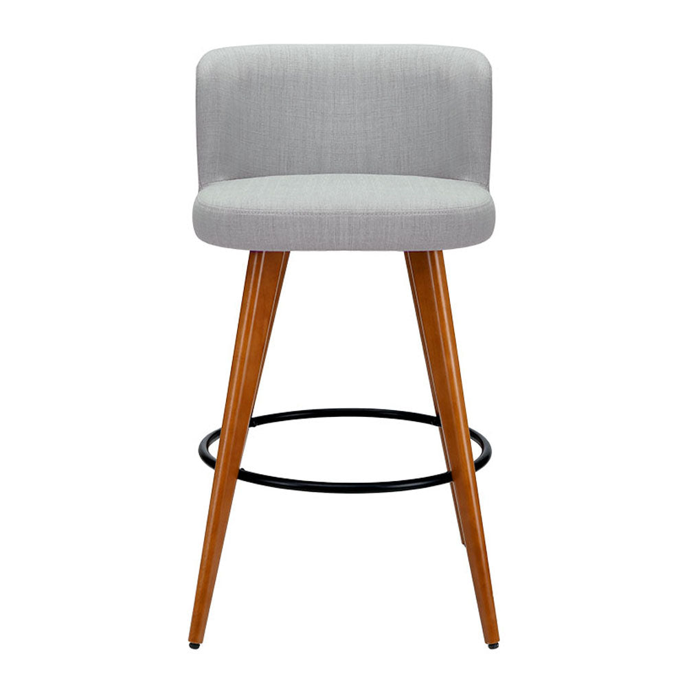 Artiss 2x Bar Stools Linen Padded Wooden Grey-2