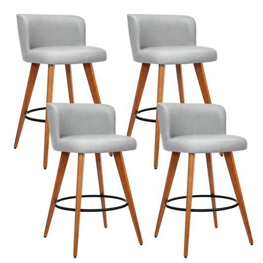 Artiss 4x Bar Stools Linen Padded Wooden Grey-0