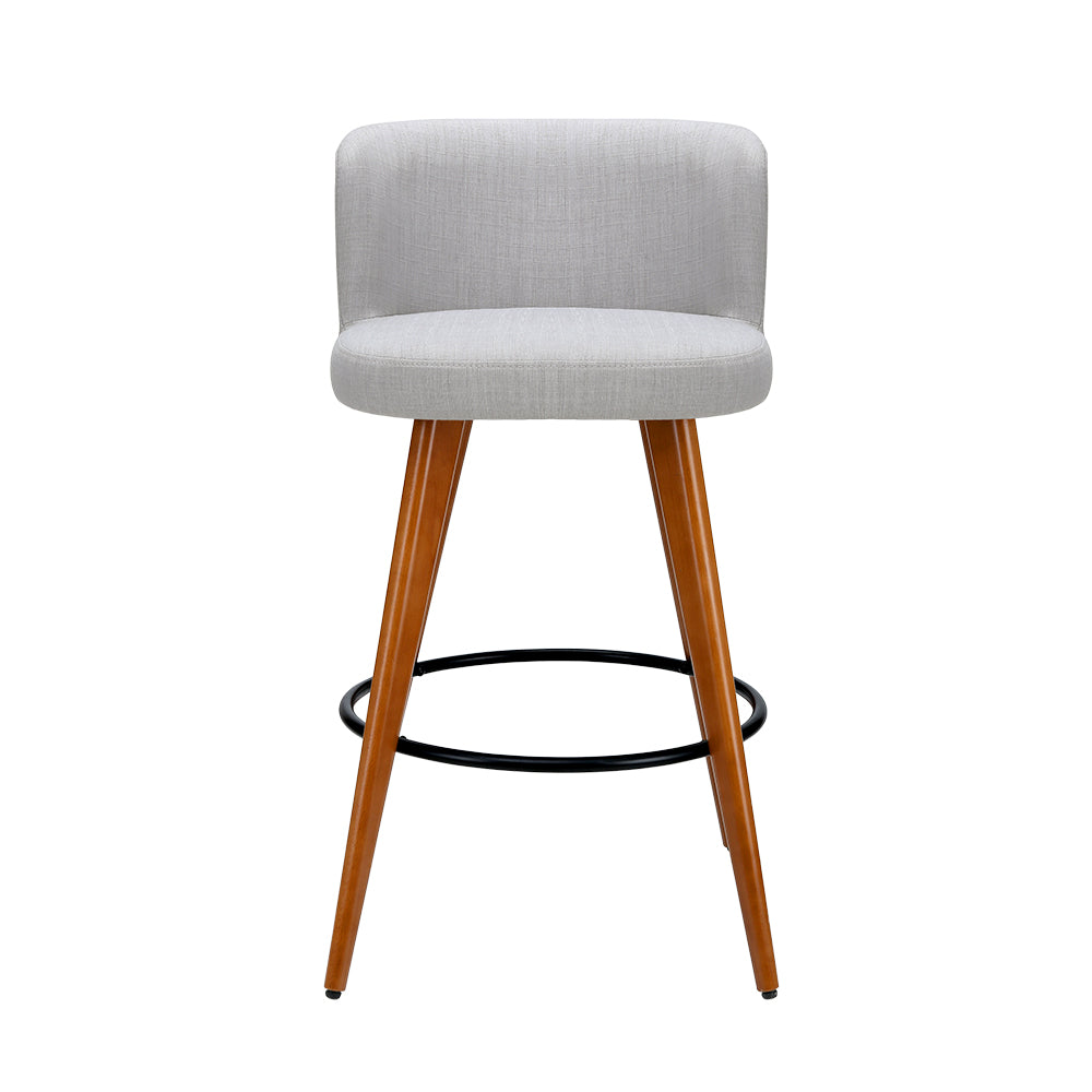 Artiss 4x Bar Stools Linen Padded Wooden Grey-2