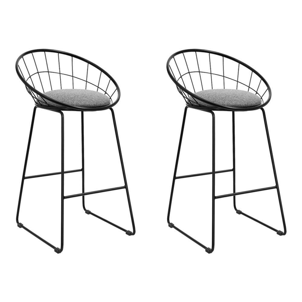 Artiss 2x Bar Stools Padded Seat Metal-0