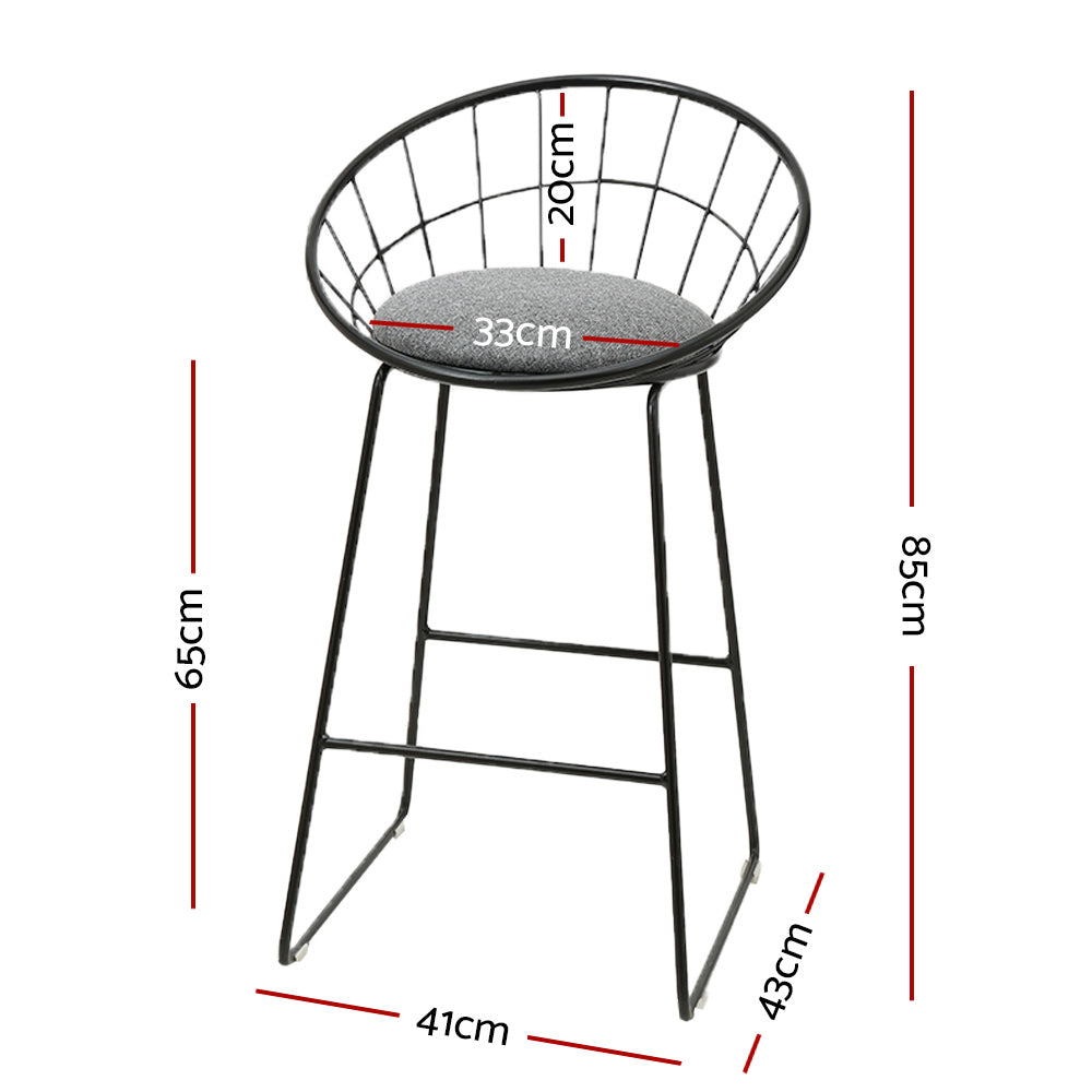 Artiss 2x Bar Stools Padded Seat Metal-1