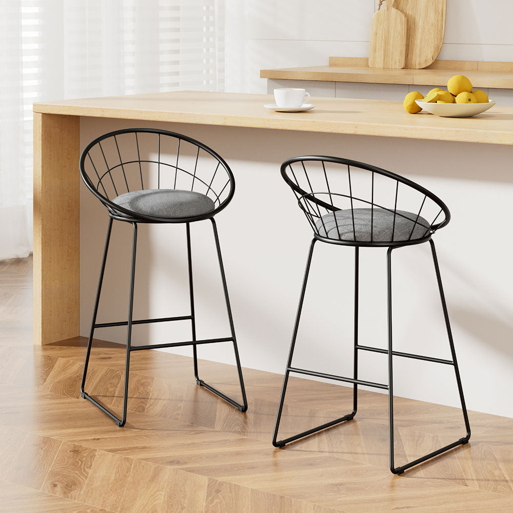 Artiss 2x Bar Stools Padded Seat Metal-0