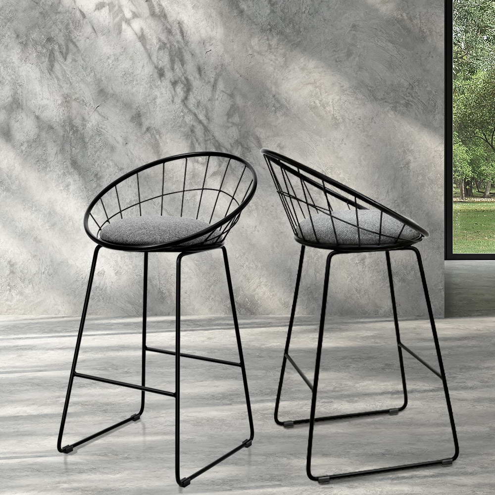 Artiss 2x Bar Stools Padded Seat Metal-6