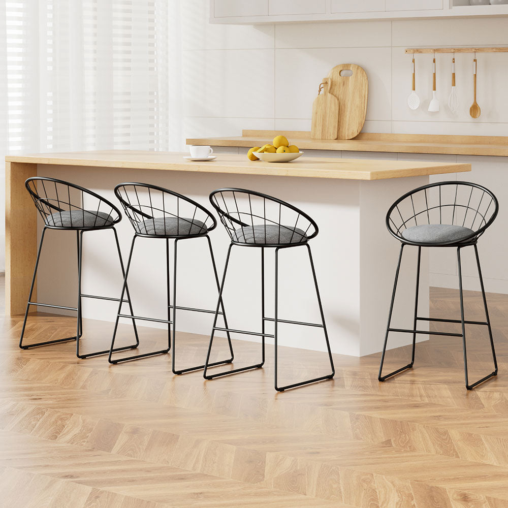 Artiss 4x Bar Stools Padded Seat Metal-0