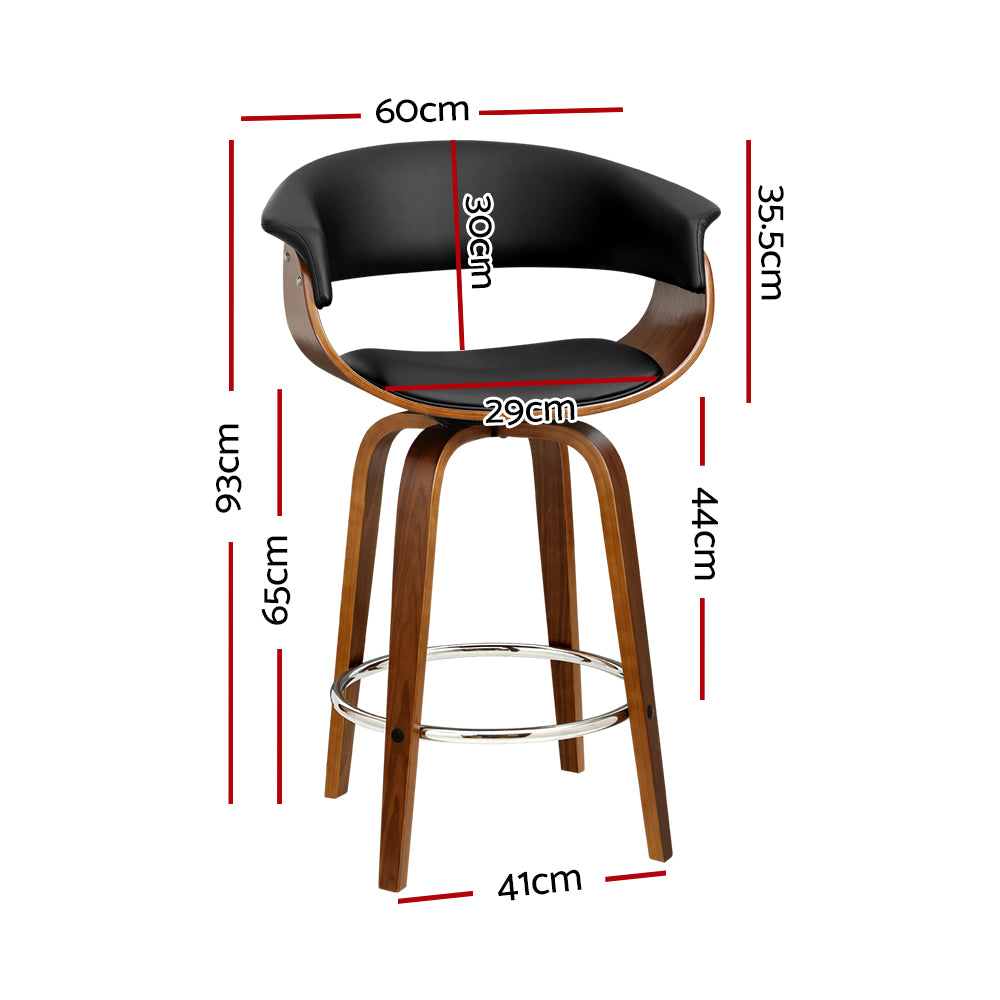 Artiss Bar Stools Swivel PU Seat Wooden-1