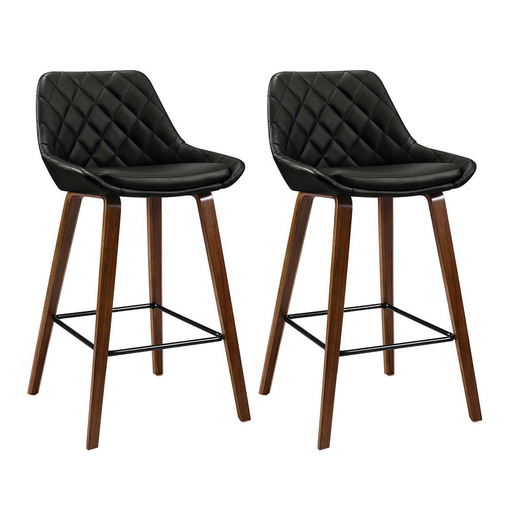 Artiss 2x Bar Stools PU Seat Wooden-0