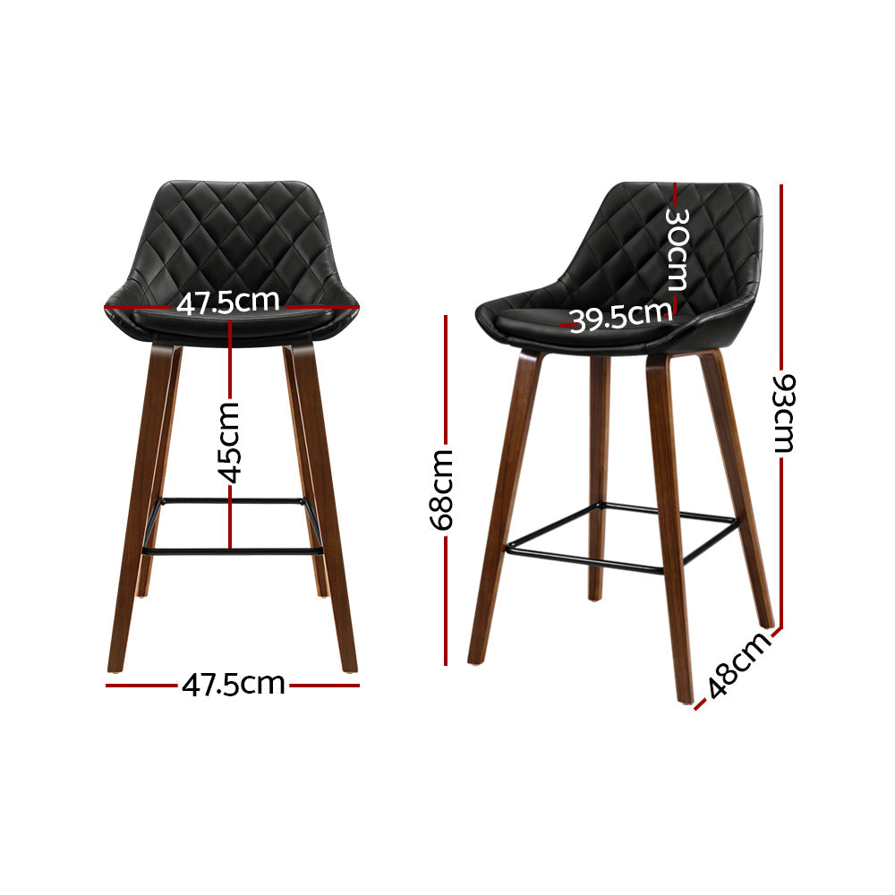 Artiss 2x Bar Stools PU Seat Wooden-1