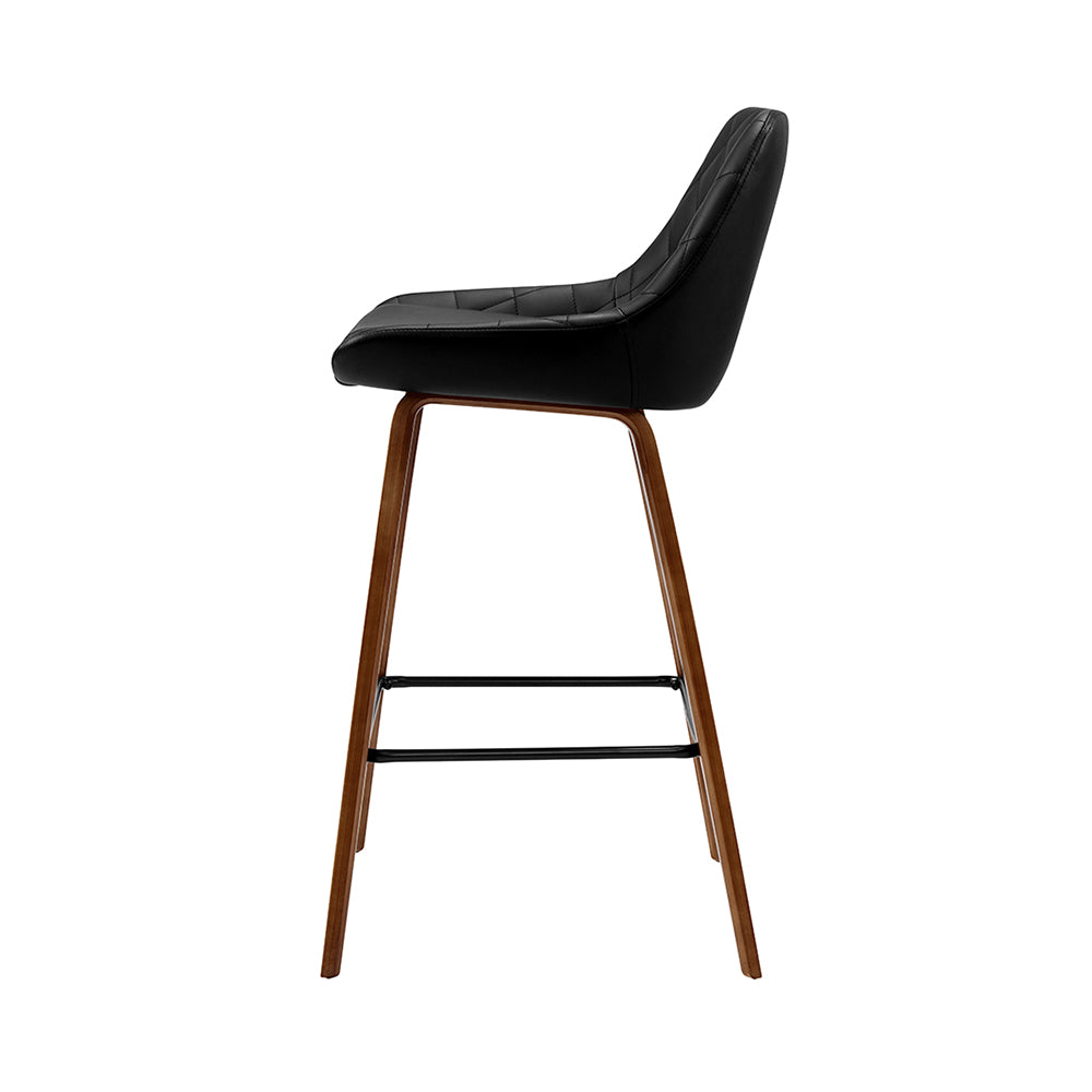 Artiss 2x Bar Stools PU Seat Wooden-3