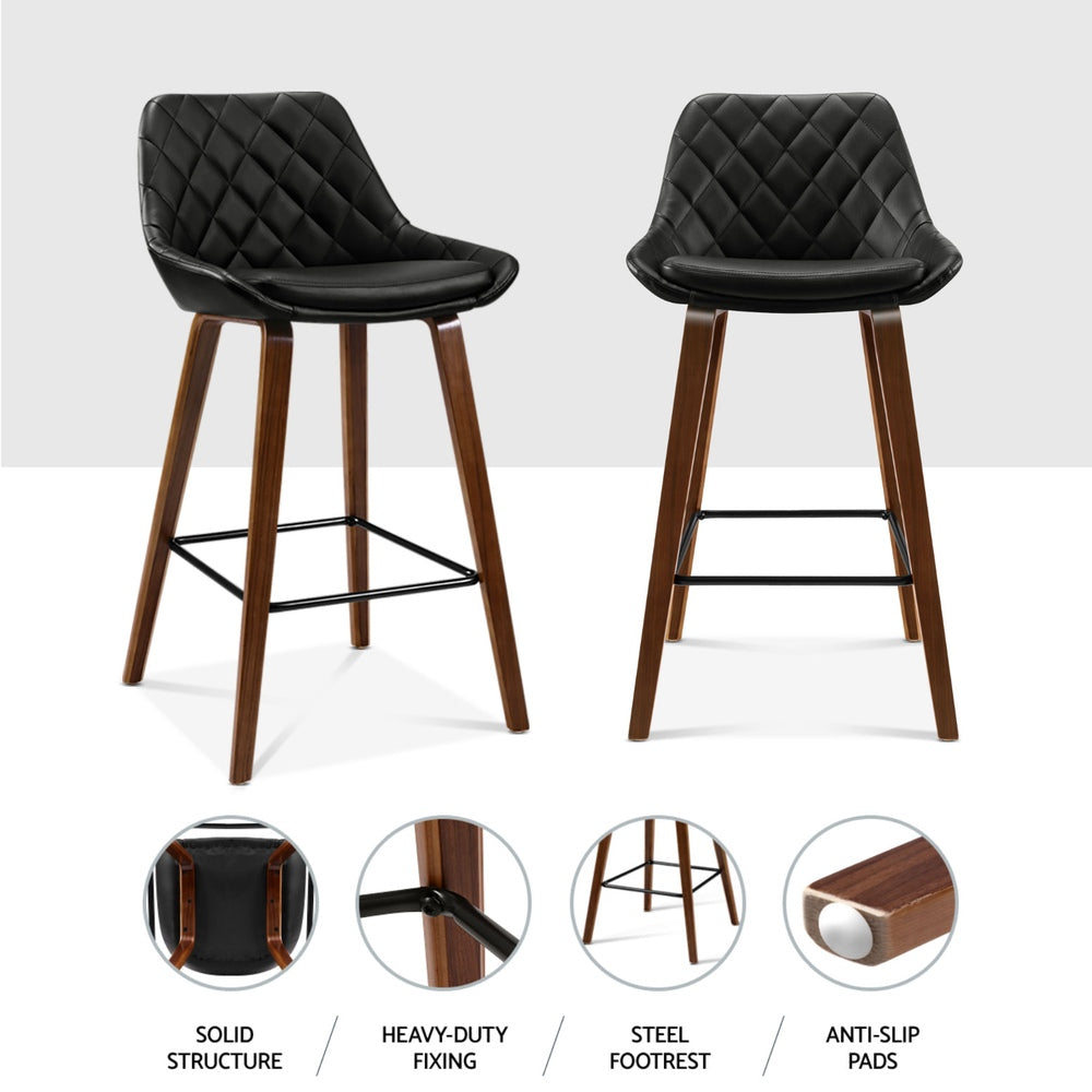 Artiss 4x Bar Stools PU Seat Wooden-4