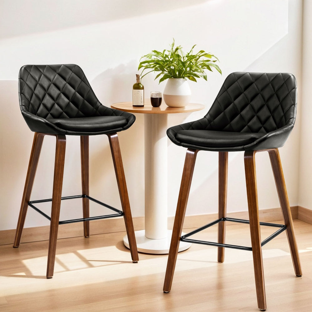 Artiss 4x Bar Stools PU Seat Wooden-6