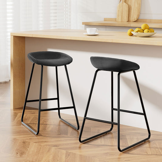 Artiss 2x Bar Stools Kitchen Dining Chairs Counter Stool PU Leather Metal-0
