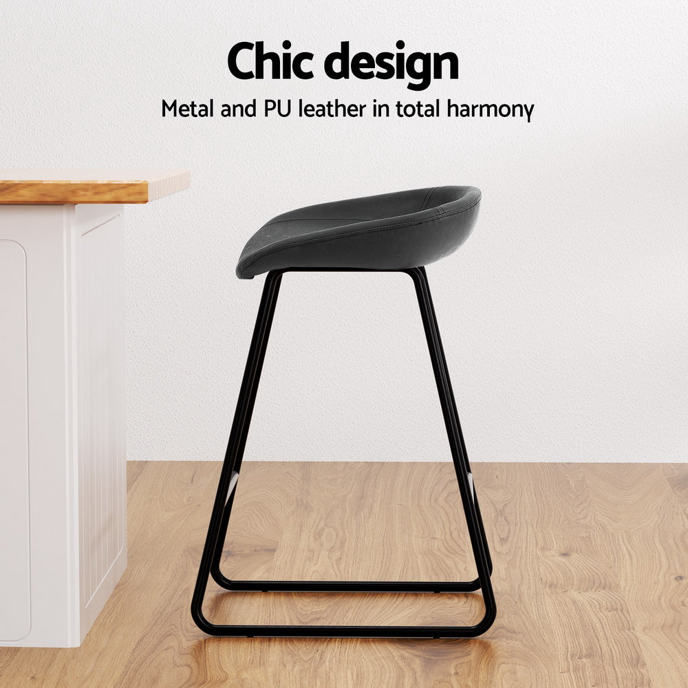 Artiss 4x Bar Stools Kitchen Dining Chairs Counter Stool PU Leather Metal-3