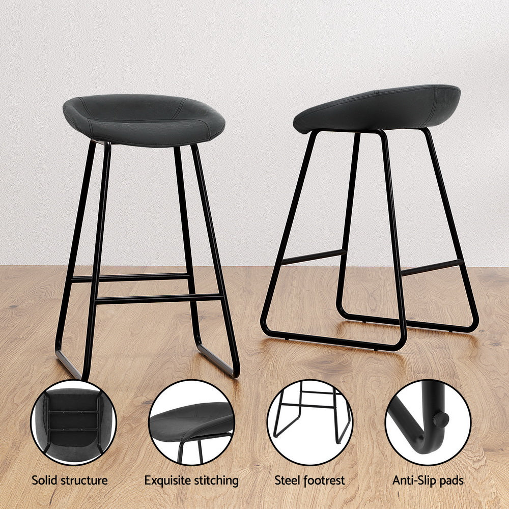 Artiss 4x Bar Stools Kitchen Dining Chairs Counter Stool PU Leather Metal-4