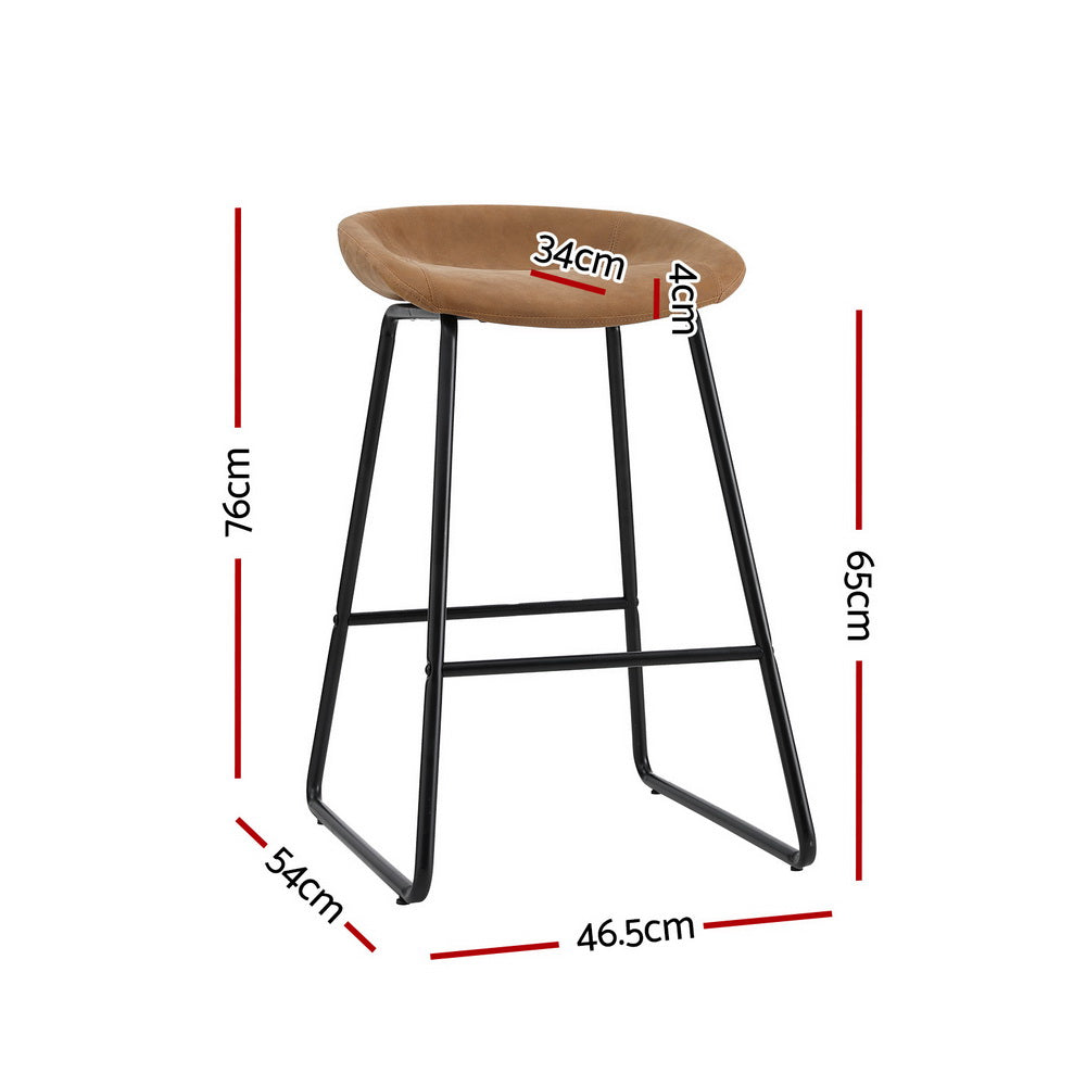 Artiss 4x Bar Stools Kitchen Dining Chairs Counter Stool PU Leather Metal Brown-1