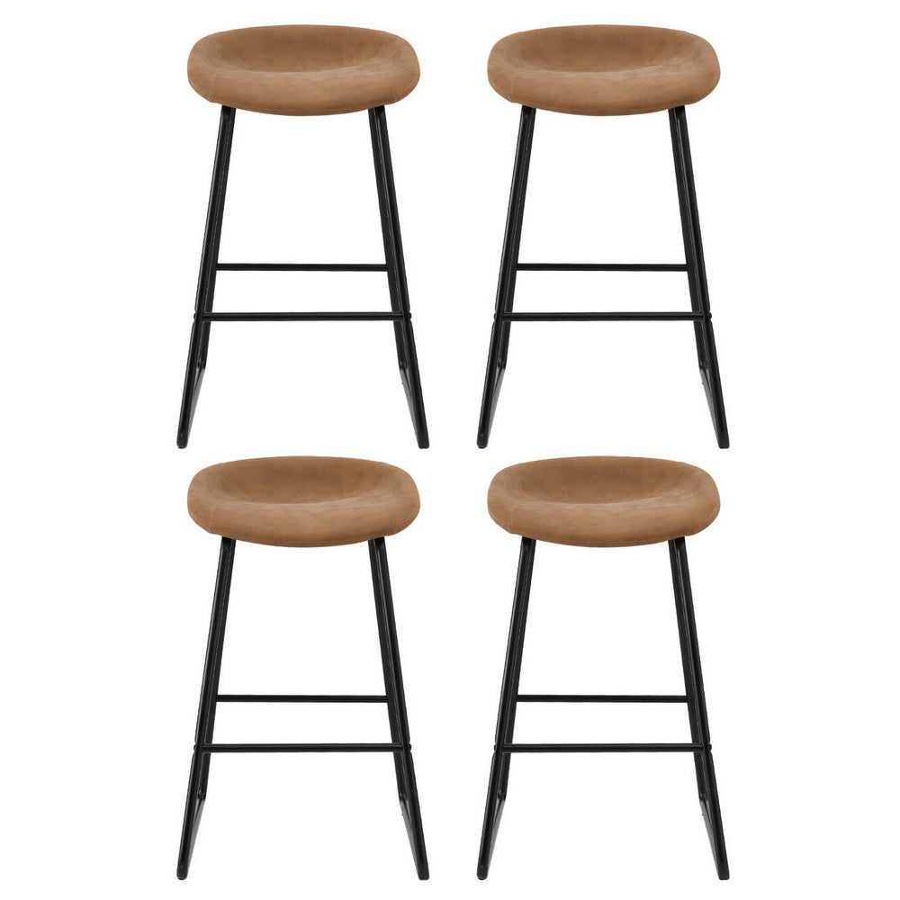 Artiss 4x Bar Stools Kitchen Dining Chairs Counter Stool PU Leather Metal Brown-2