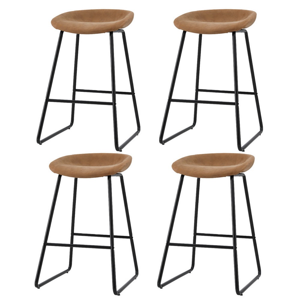Artiss 4x Bar Stools Kitchen Dining Chairs Counter Stool PU Leather Metal Brown-6