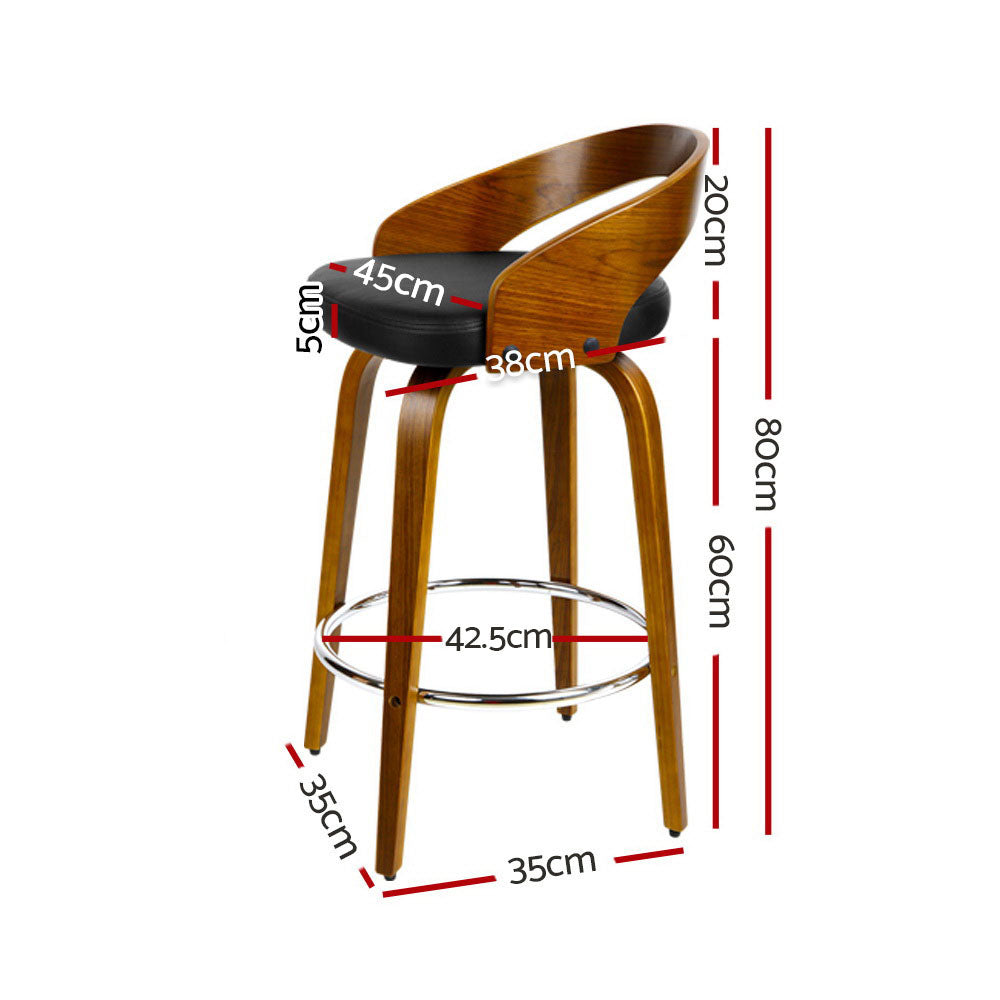 Artiss 2x Bar Stools Swivel Seat Curving Backrest-1