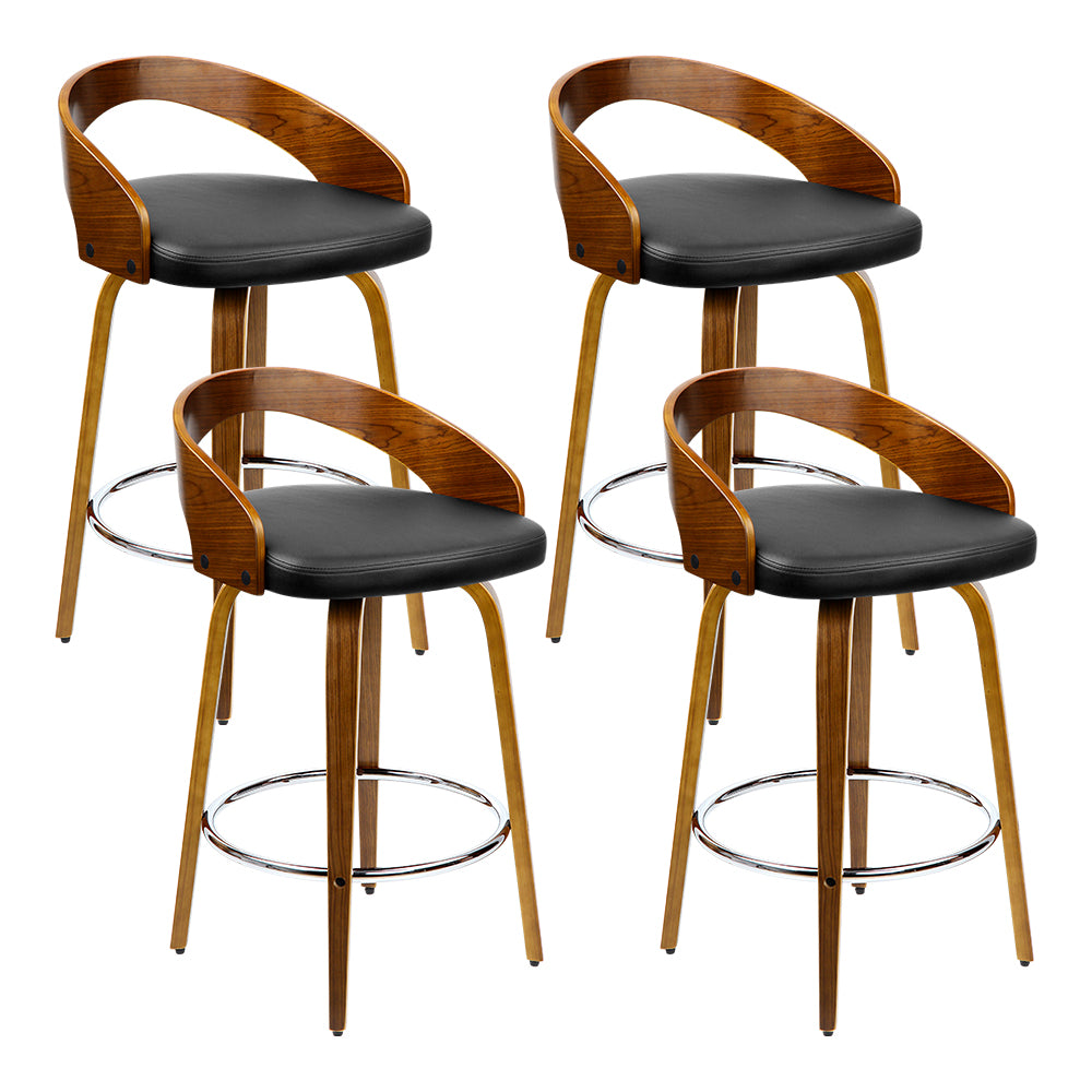 Artiss 4x Bar Stools Swivel Seat Curving Backrest-0