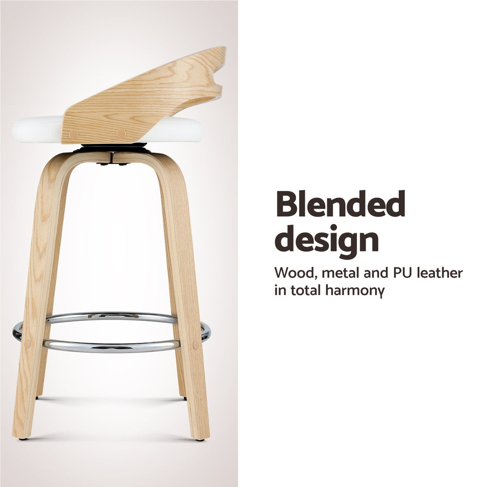 Artiss 2x Bar Stools Swivel Dining Chairs Low Back Counter Seat PU Cushion-5